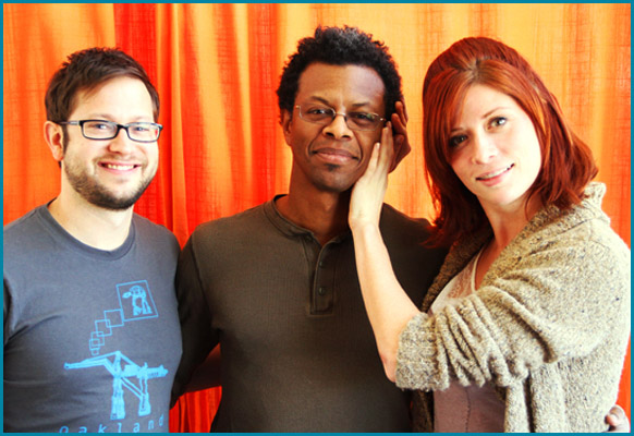 Phil LaMarr with hosts Cole Stratton and Vanessa Ragland