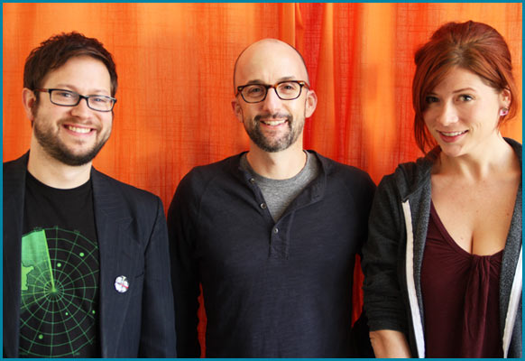 Jim Rash with hosts Vanessa Ragland and Cole Stratton