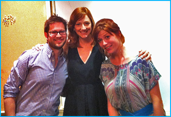 Judy Greer with hosts Cole Stratton and Vanessa Ragland