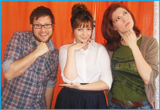 Amber Tamblyn with hosts Vanessa Ragland and Cole Stratton