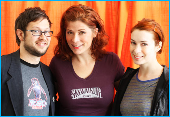 Felicia Day with hosts Vanessa Ragland and Cole Stratton
