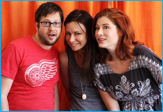 Mary Lynn Rajskub and hosts Cole Stratton and Vanessa Ragland