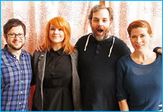 Dan Harmon and Erin McGathy with hosts Cole Stratton and Vanessa Ragland