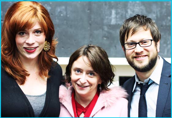 Rachel Dratch with hosts Vanessa Ragland and Cole Stratton