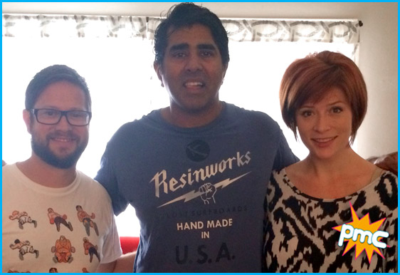 Jay Chandrasekhar with hosts Cole Stratton and Vanessa Ragland