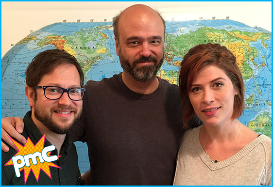 Scott Adsit with hosts cole stratton and Vanessa Ragland