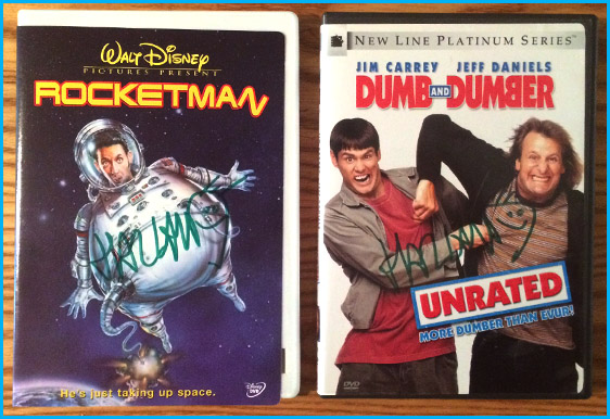 Signed Rocketman dvd and Dumb and Dumber by Harland Williams